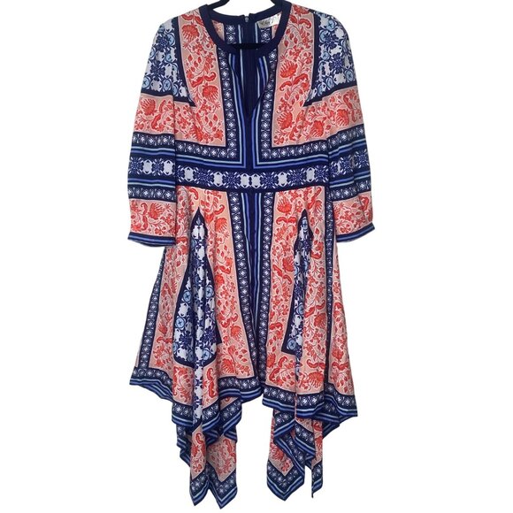 Eliza J Dress Womens Size 10 Bohemian Paisley Print Handkerchief Asymmetrical Co - Picture 1 of 16